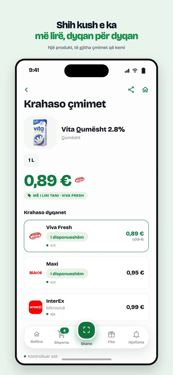 Krahaso: product prices across supermarkets